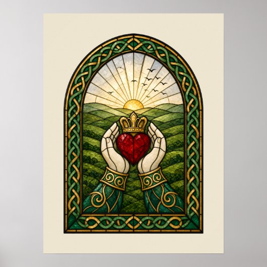 Buntglas-Claddagh Poster (Vorne)