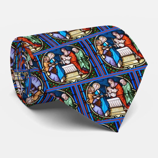 Buntglas-Darstellung von Jesus im Tempel Krawatte (Gerollt)