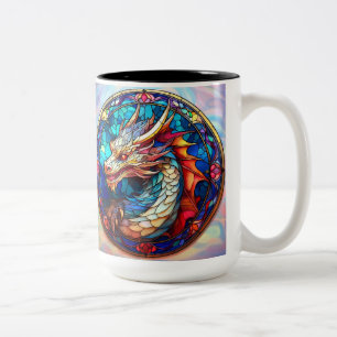 Buntglas-Drache Rechtshänder-Trinker Zweifarbige Tasse