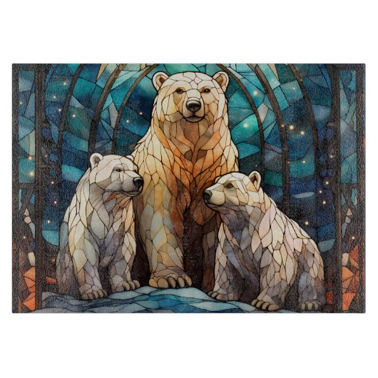Buntglas-Eisbär Schneidebrett (Vorderseite)