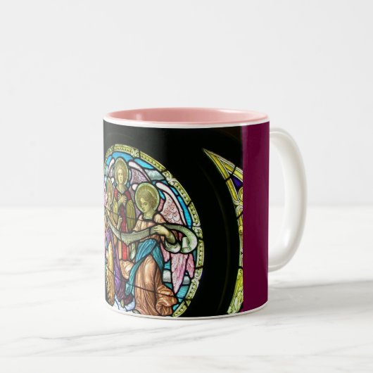 Buntglas-Engel--Tasse Zweifarbige Tasse (VorderseiteRechts)