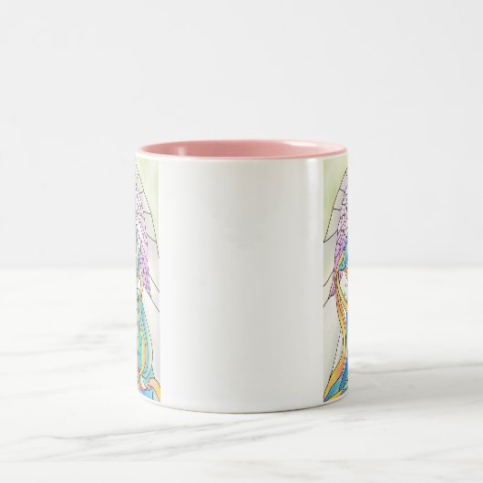 Buntglas-Engel Zweifarbige Tasse (Mittel)