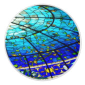 Buntglas-Fach-Zug Keramikknauf (Vorderseite)