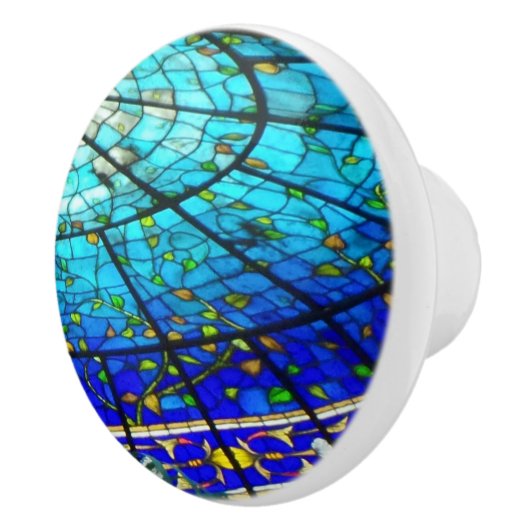 Buntglas-Fach-Zug Keramikknauf (Rechts)