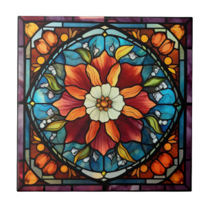 Buntglas-Farbblume Fliese