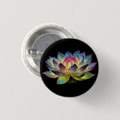 Buntglas Farbige Lotusblume auf Schwarz Button (Vorne & Hinten)