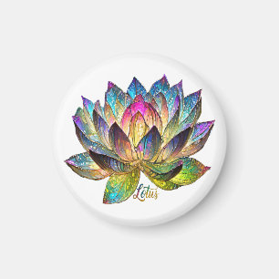 Buntglas Farbige Lotusblume auf Weiß Magnet