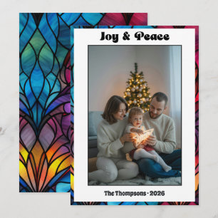 Buntglas-Fenster Freude & Frieden Weihnachtsfoto Feiertagskarte
