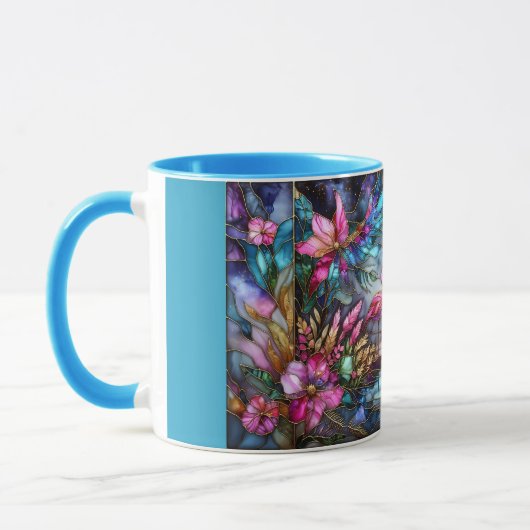 Buntglas-Flamingo-Mondgarten Tasse (Links)