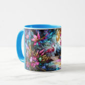 Buntglas-Flamingo-Mondgarten Tasse (Vorderseite Links)