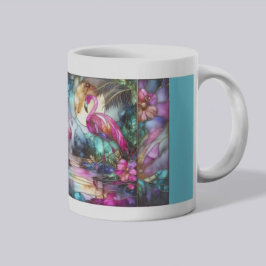 Buntglas-Flamingo-Mondgarten Tasse