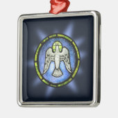 Buntglas-Friedenstauben-Verzierung Silbernes Ornament (Links)