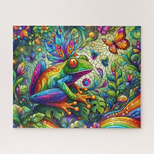 Buntglas-Frosch-Puzzle Puzzle (Horizontal)