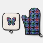 Buntglas (Fusion - Mitternacht) Ofenhandschuh & Topflappen-Set (Vorderseite)