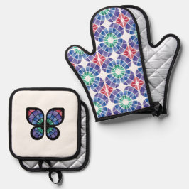 Buntglas (Fusion - Tageslicht) Ofenhandschuh & Topflappen-Set