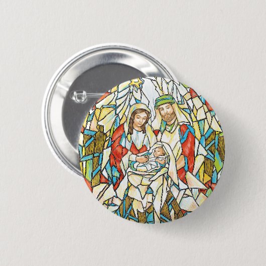 Buntglas-Geburt Christis-Malerei Button (Vorne & Hinten)