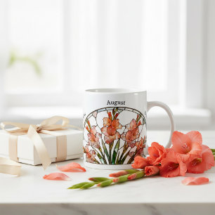 Buntglas-Geburtsblume August Gladiole Name Kaffeetasse