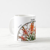 Buntglas-Geburtsblume August Gladiole Name Kaffeetasse (Vorderseite Links)