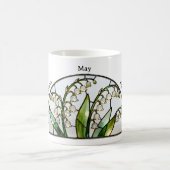 Buntglas-Geburtsblume Mai Maiglöckchen Kaffeetasse (Mittel)