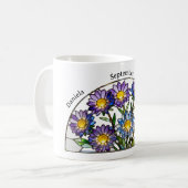 Buntglas-Geburtsblume September Aster Name Kaffeetasse (Vorderseite Links)