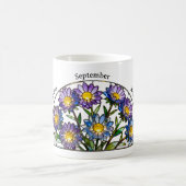 Buntglas-Geburtsblume September Aster Name Kaffeetasse (Mittel)