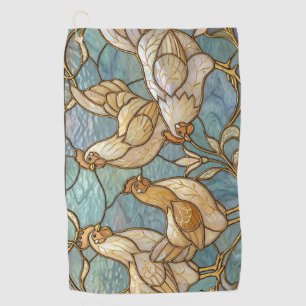 Buntglas-Hähne Eleganter Hühnerhof-Stil Golfhandtuch