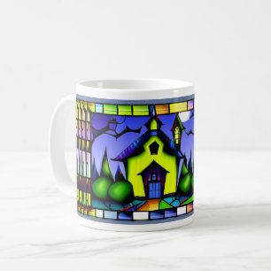 Buntglas-Halloween-Spukhaus-Tasse Kaffeetasse