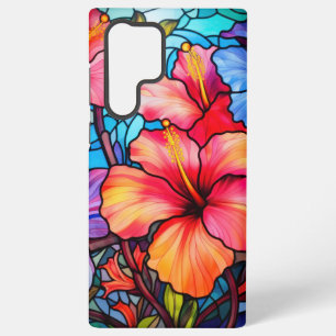 Buntglas Hibiskusblüten – Tropische Blumenmuster Samsung Galaxy Hülle