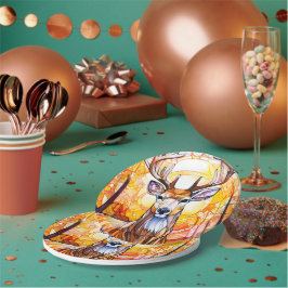 Buntglas Hirsch Pappteller