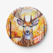 Buntglas Hirsch Pappteller (Vorderseite)