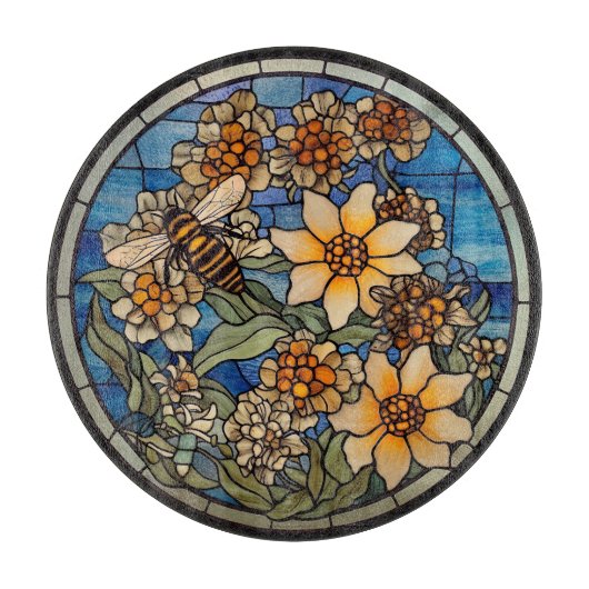 Buntglas-Hummel Schneidebrett (Vorderseite)