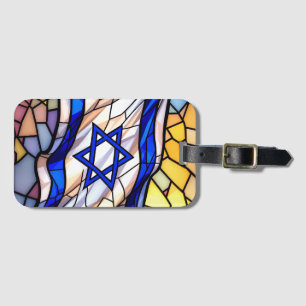 Buntglas-Israel-Flagge-Mosaik-Judaica-Kunst Gepäckanhänger