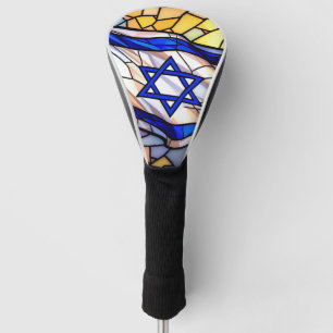 Buntglas-Israel-Flagge-Mosaik-Judaica-Kunst Golf Headcover