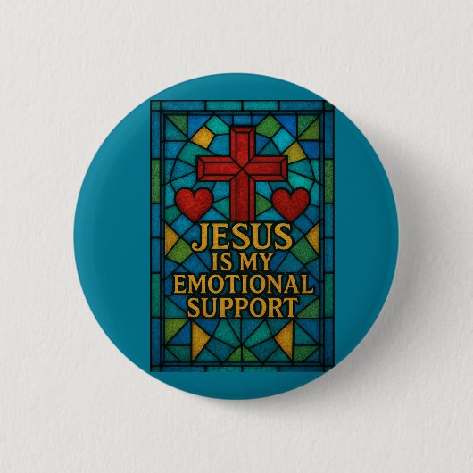 Buntglas Jesus Christliches Geschenk Button (Vorderseite)