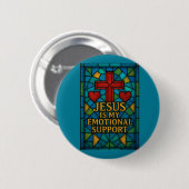 Buntglas Jesus Christliches Geschenk Button (Vorne & Hinten)