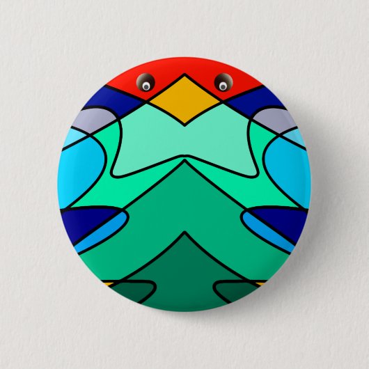 Buntglas-Kardinal abstraktes Design Button (Vorderseite)