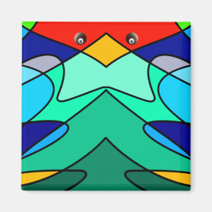 Buntglas-Kardinal abstraktes Design Magnet