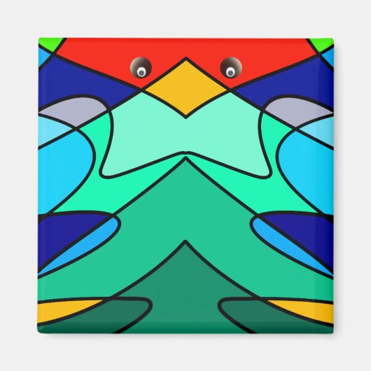 Buntglas-Kardinal abstraktes Design Magnet (Vorne)