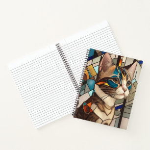 Buntglas-Katze-Illustration Notizblock
