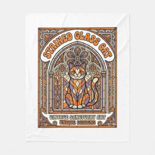 Buntglas Katze Katze Buntglas Kirche Vintage Fleecedecke