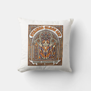 Buntglas Katze Katze Buntglas Kirche Vintage Kissen