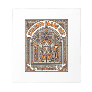 Buntglas Katze Katze Buntglas Kirche Vintage Notizblock