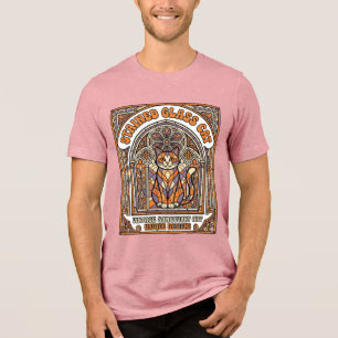 Buntglas Katze Katze Buntglas Kirche Vintage Tri-Blend Shirt