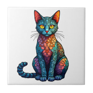 Buntglas Katze Mehrfarbig 784 Fliese
