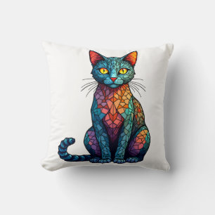 Buntglas Katze Mehrfarbig 784 Kissen