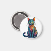 Buntglas Katze Mehrfarbig 784 Magnet (Vorderseite/Rückseite)