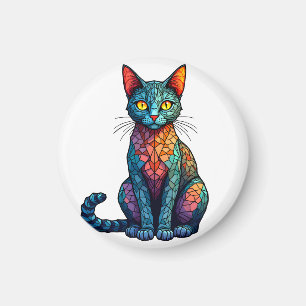 Buntglas Katze Mehrfarbig 784 Magnet