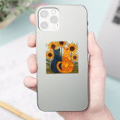Buntglas-Katzen und Sonnenblumen-Kunstdesign Aufkleber (Telefon)