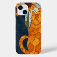 Buntglas-Katzen und Sonnenblumen-Kunstdesign