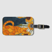 Buntglas-Katzen und Sonnenblumen-Kunstdesign Gepäckanhänger (Vorderseite (Horizontal))